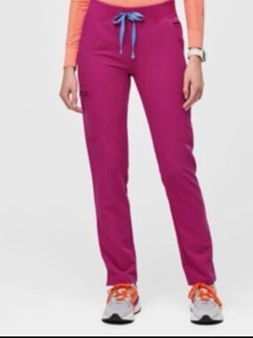 Figs Yola 2.0 High Waisted Skinny Scrub Pants in Rapsberry Sorbet